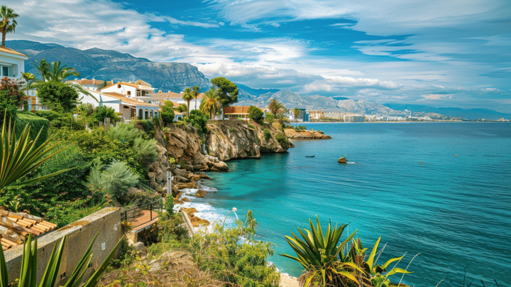 Playa de costa del sol donde se ve el mar y parte de la playa